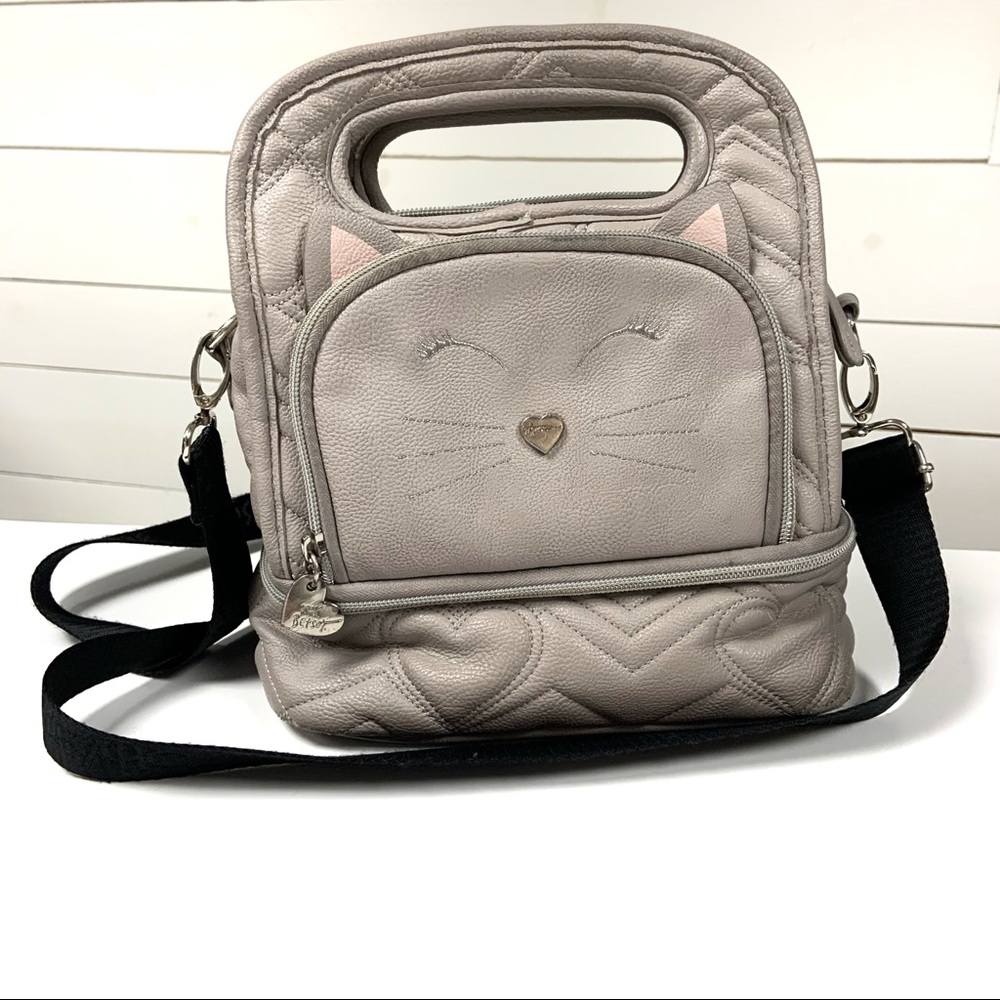 Betsy Johnson cat taupe lunchbox